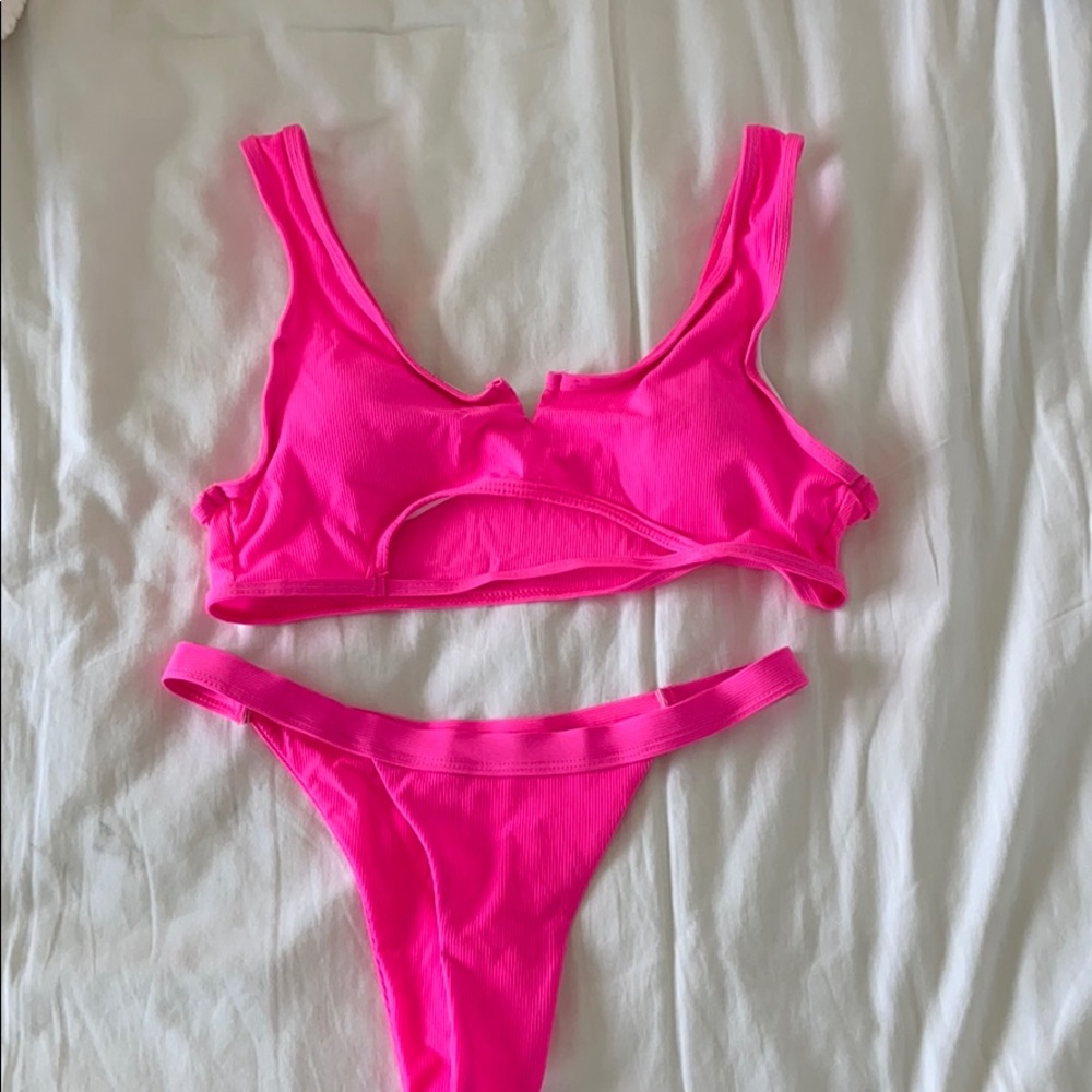 Neon pink shein bikini